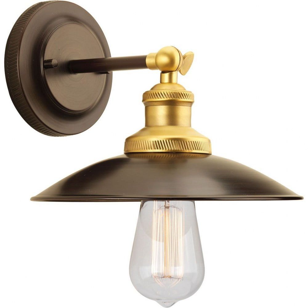 Antique Bronze Adjustable Swivel Wall Sconce with Brass Accents