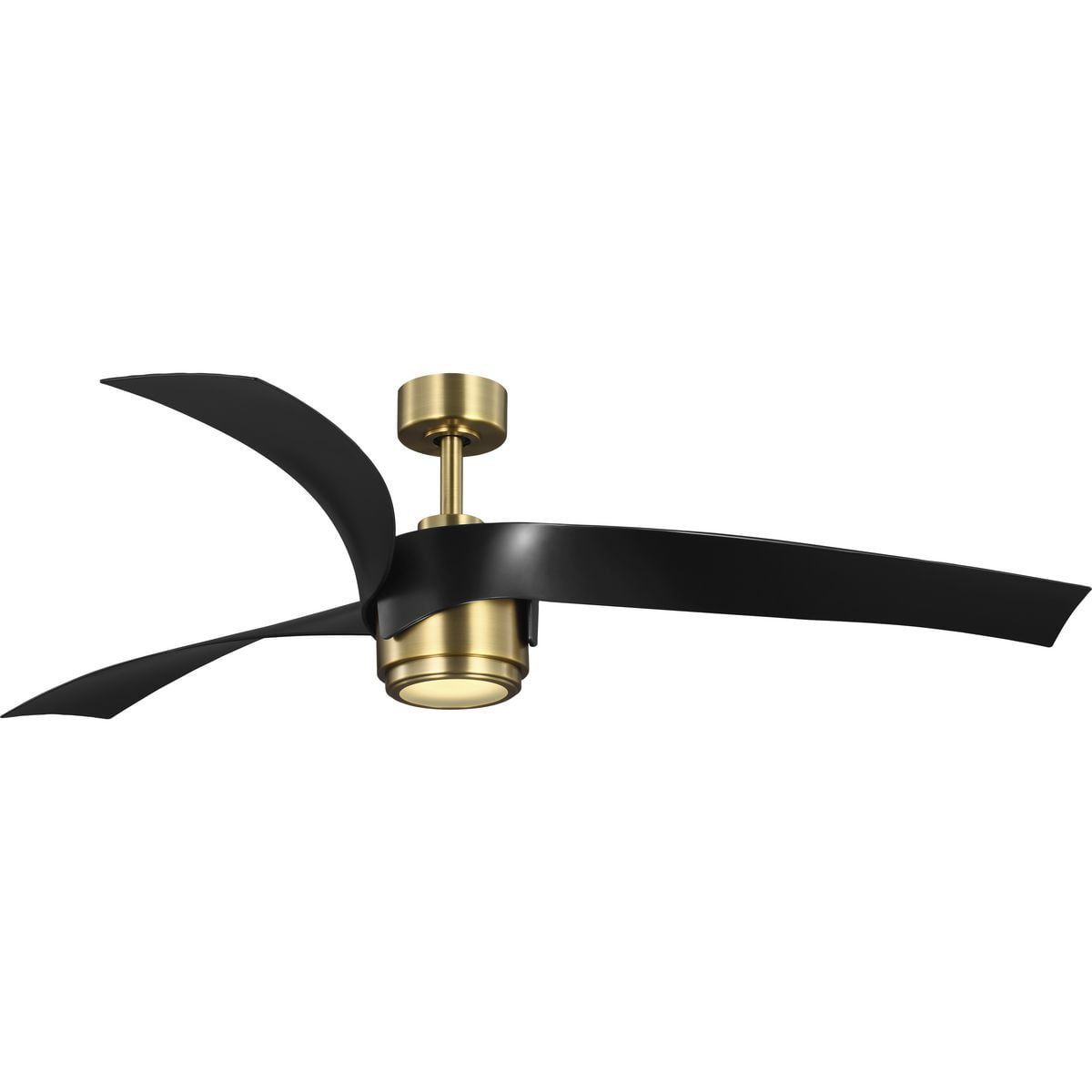 Vintage Brass 62" LED Ceiling Fan with Remote and Black Blades