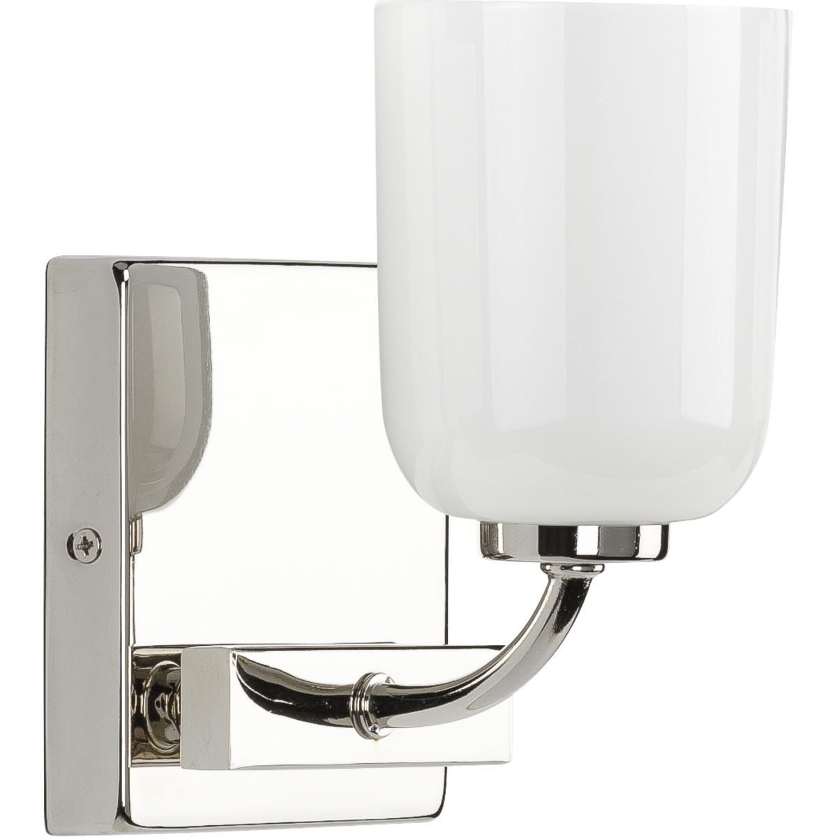 Classic Polished Nickel Bath Light with White Opal Glass Shade