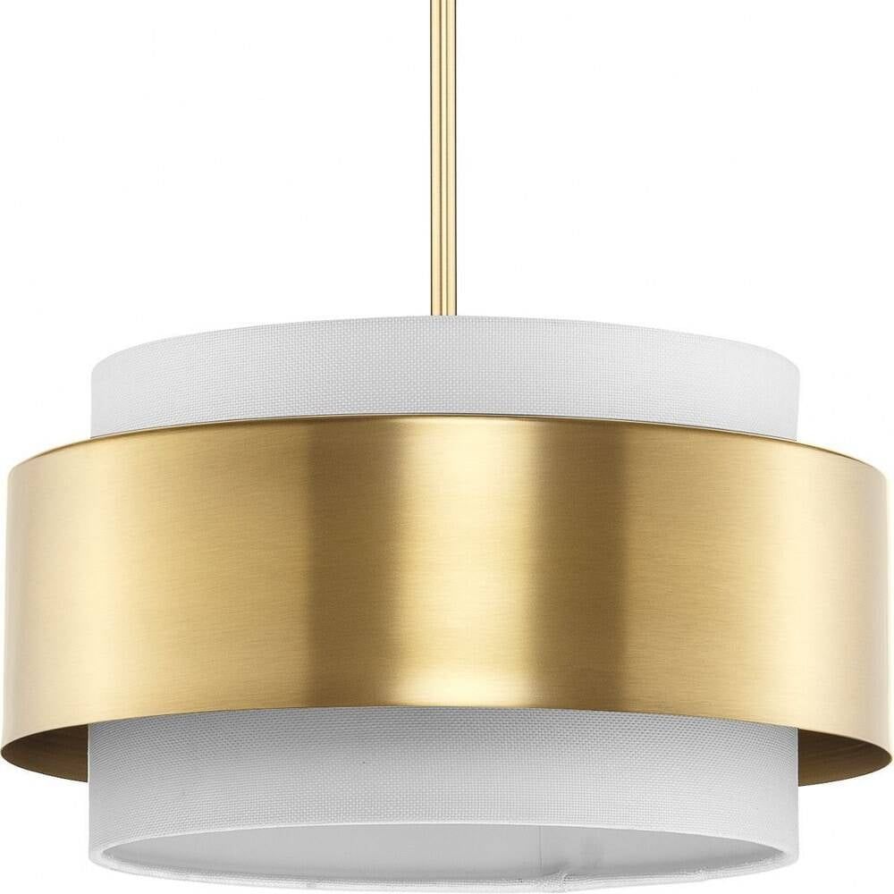 Silva Brushed Bronze 16" Drum Pendant Light with Glass Shade