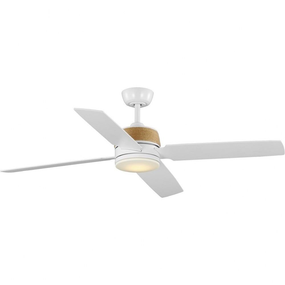 Shaffer II 56" Satin White LED Ceiling Fan with Jute Rope