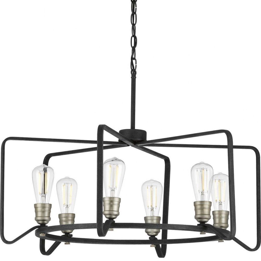 Black Iron 6-Light Cage Chandelier