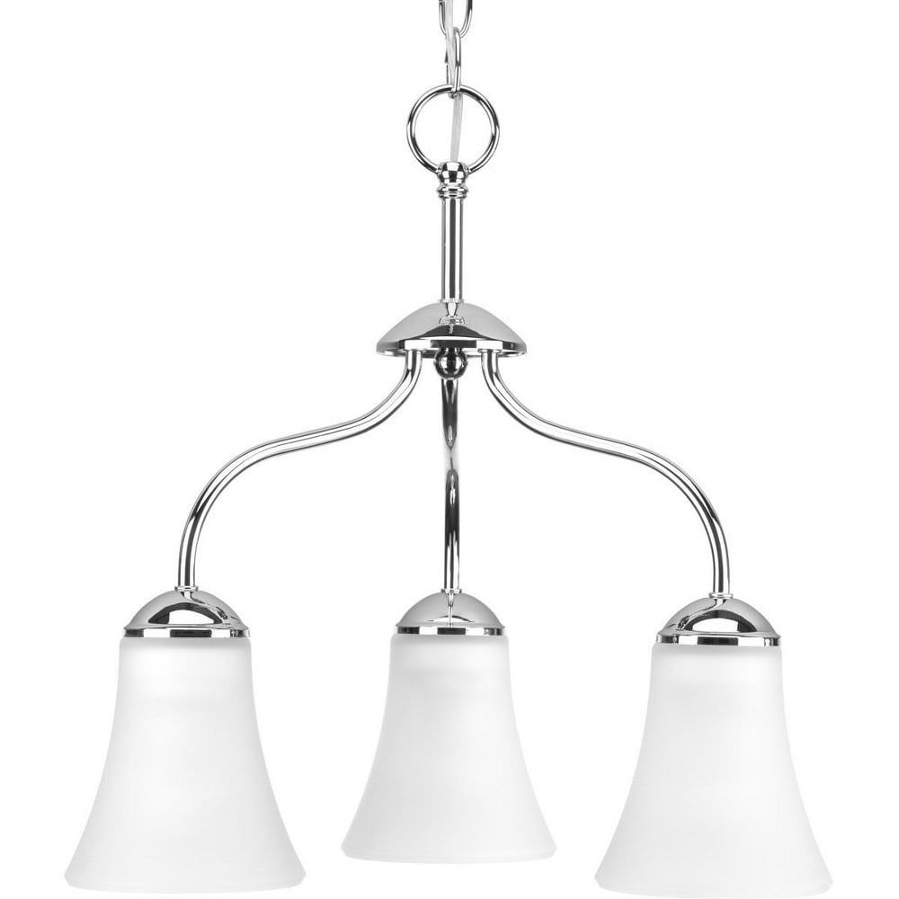 Classic 18" Polished Chrome 3-Light Chandelier with Etched Glass Shades