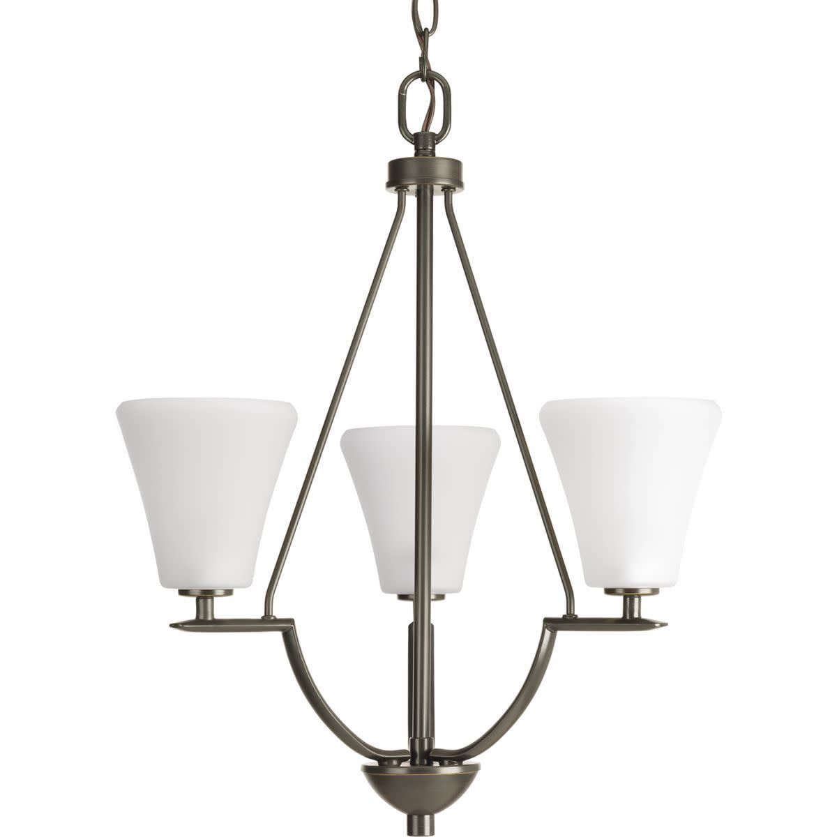 Mini Bravo Elegance 3-Light Chandelier in Antique Bronze with Etched Glass