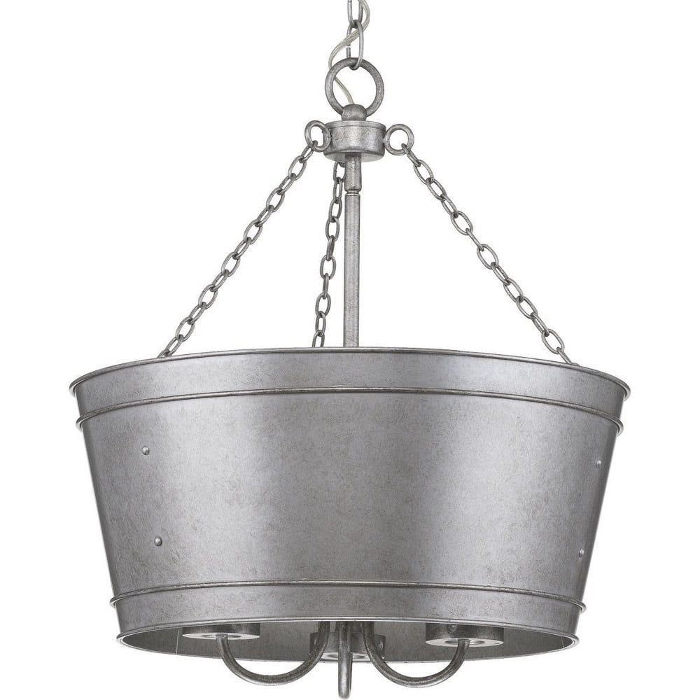 Galvanized Steel and Glass Farmhouse Outdoor Pendant Light