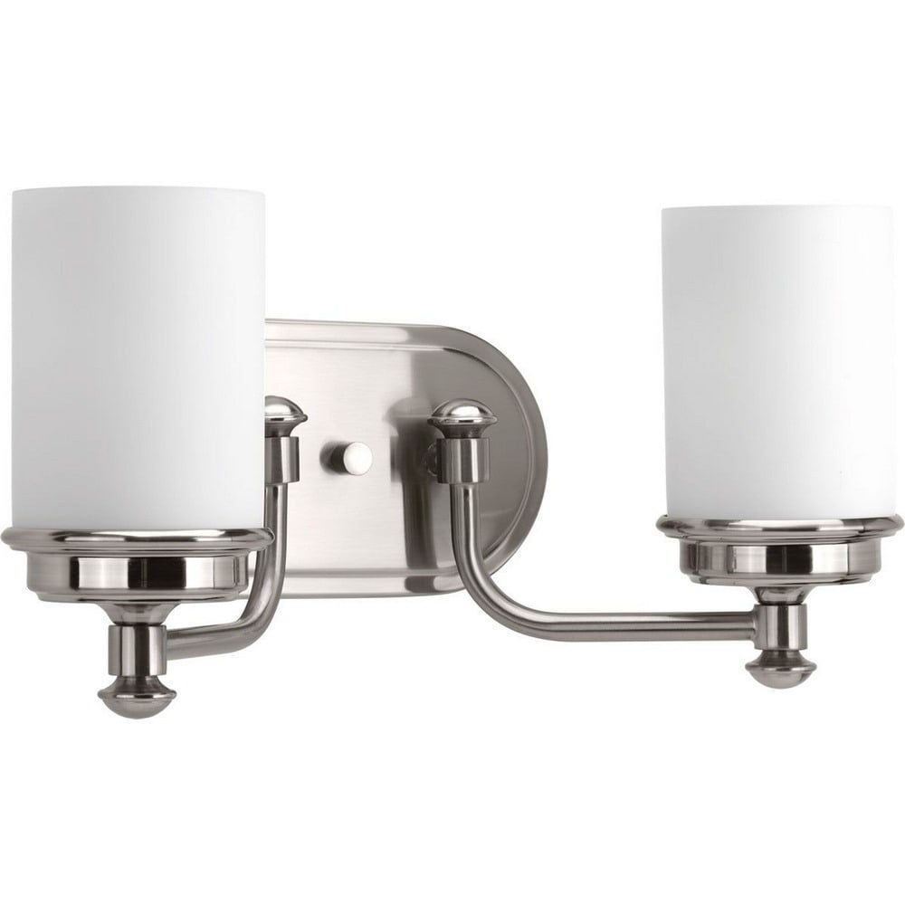 Brushed Nickel 2-Light Bath & Vanity Fixture with Opal Glass