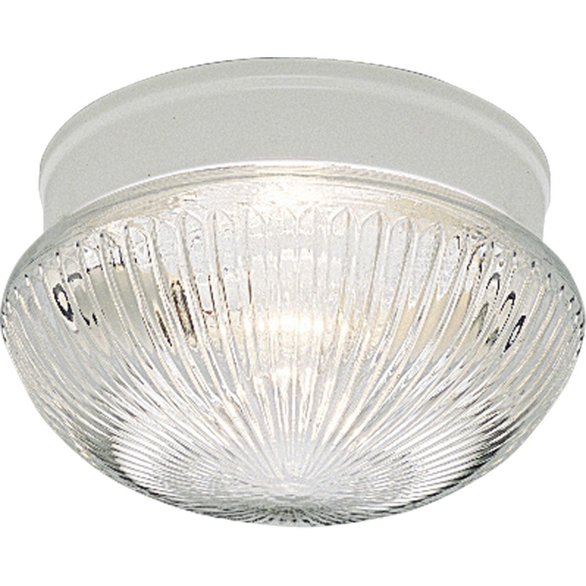 White Glass Bowl Ceiling Light with Prismatic Diffuser