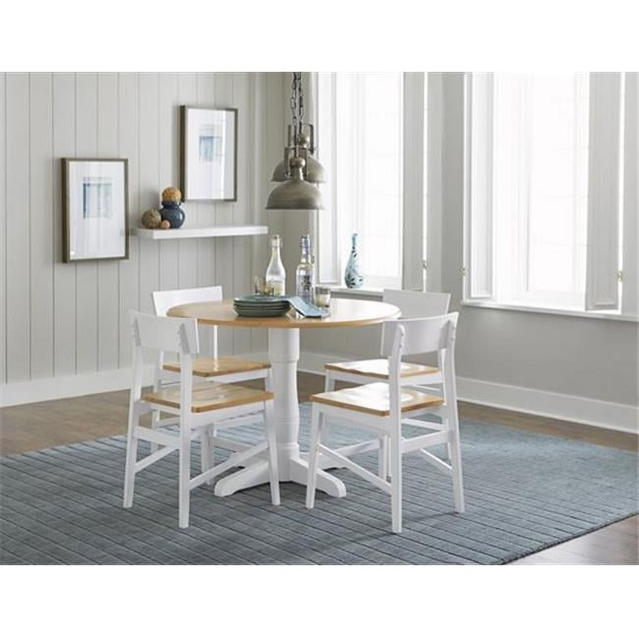 Contemporary Two-Tone Light Oak & White 40" Round Extendable Dining Table