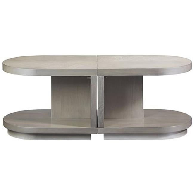 Gray Wood Round C-Table with Lower Shelf