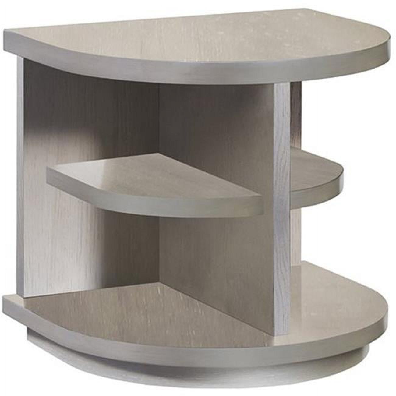 Pearlized Gray D-Shaped Wood End Table with Open Shelving