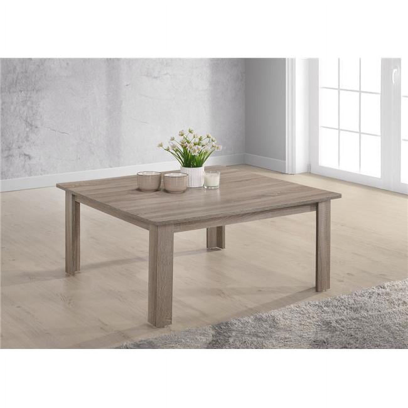 Gray Transitional Round Wood Cocktail Table with Bottom Shelf