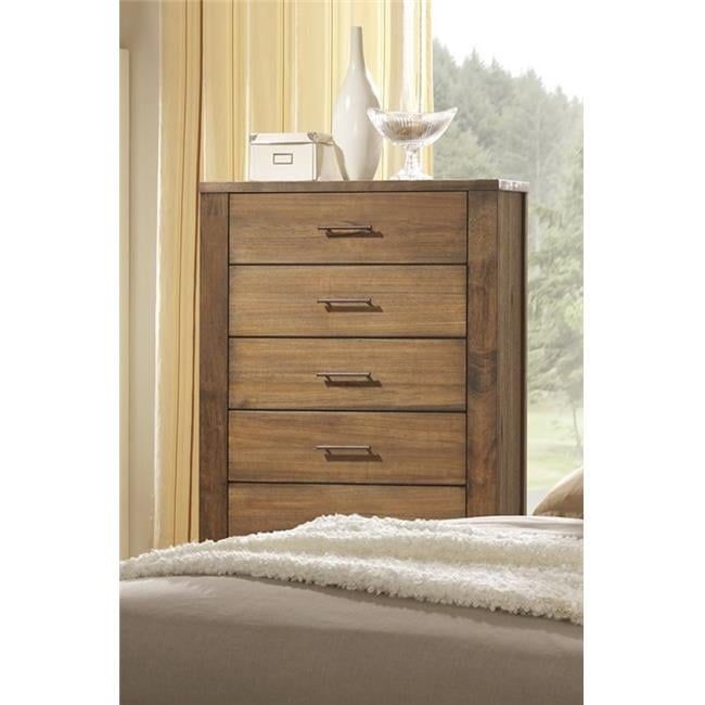 Rustic Satin Mindi Brown 6-Drawer Chest with Oversized Handles