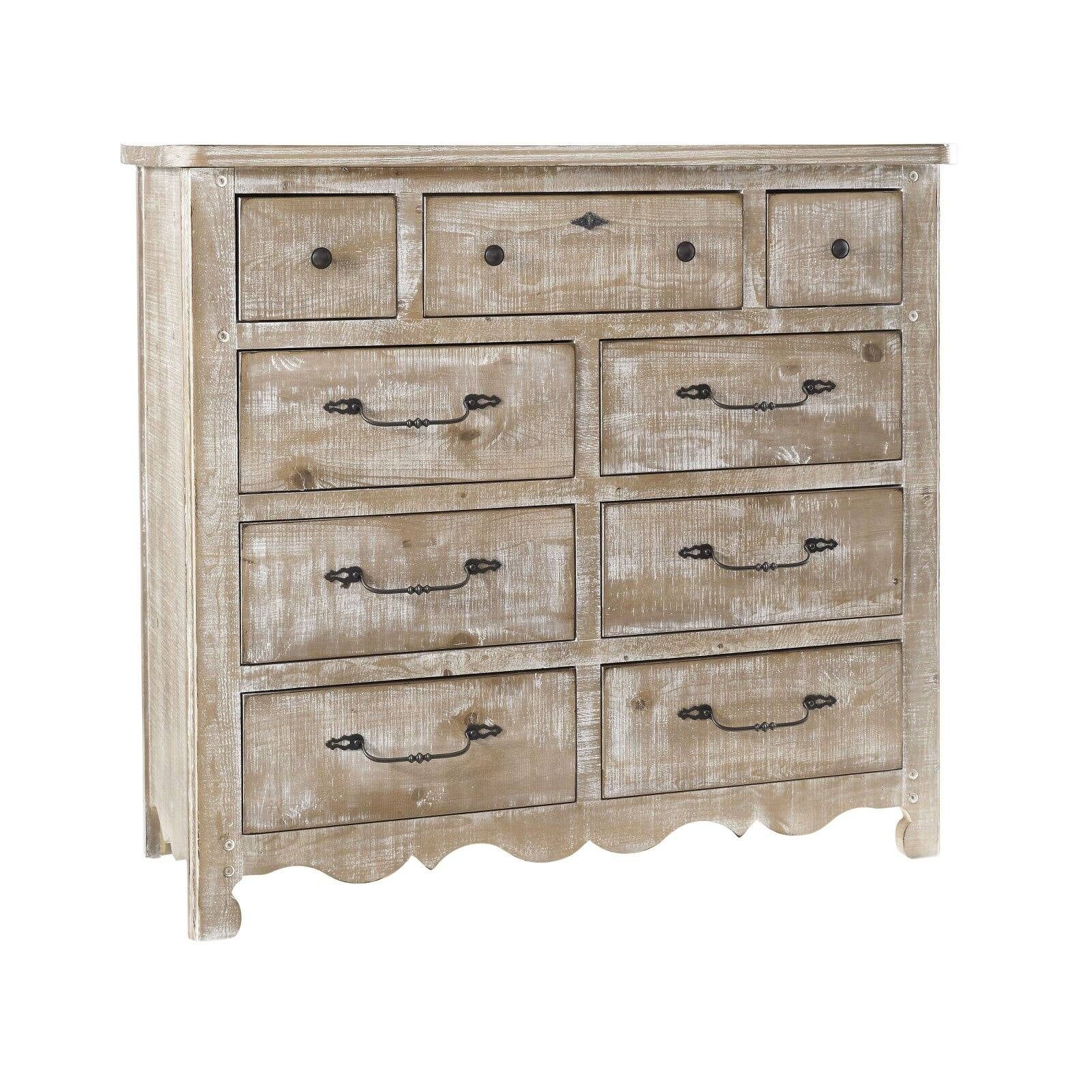 Chatsworth Traditional White Pine 9-Drawer Dresser with Bronze Accents