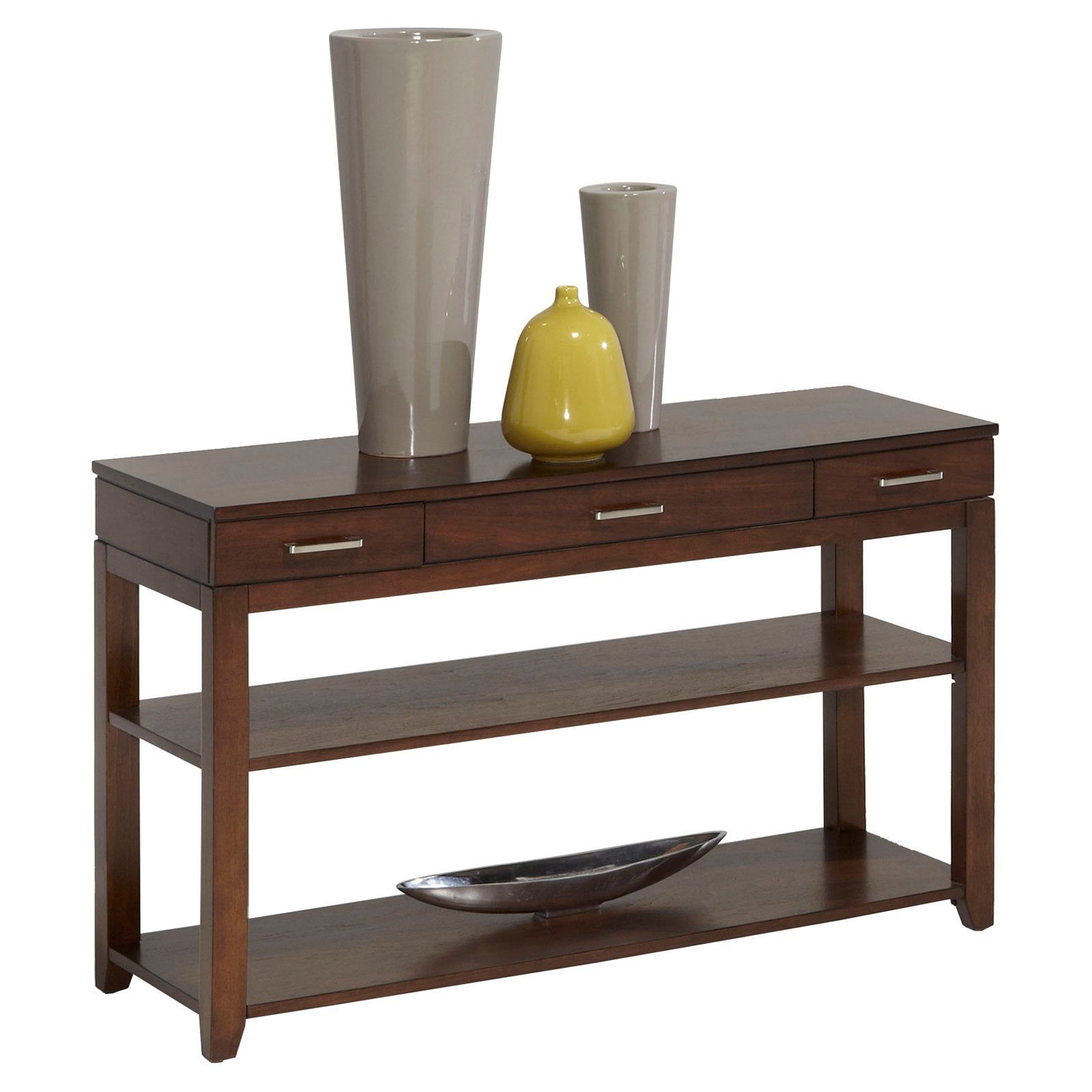 Daytona Regal Walnut 48" Transitional Sofa Console Table with Storage