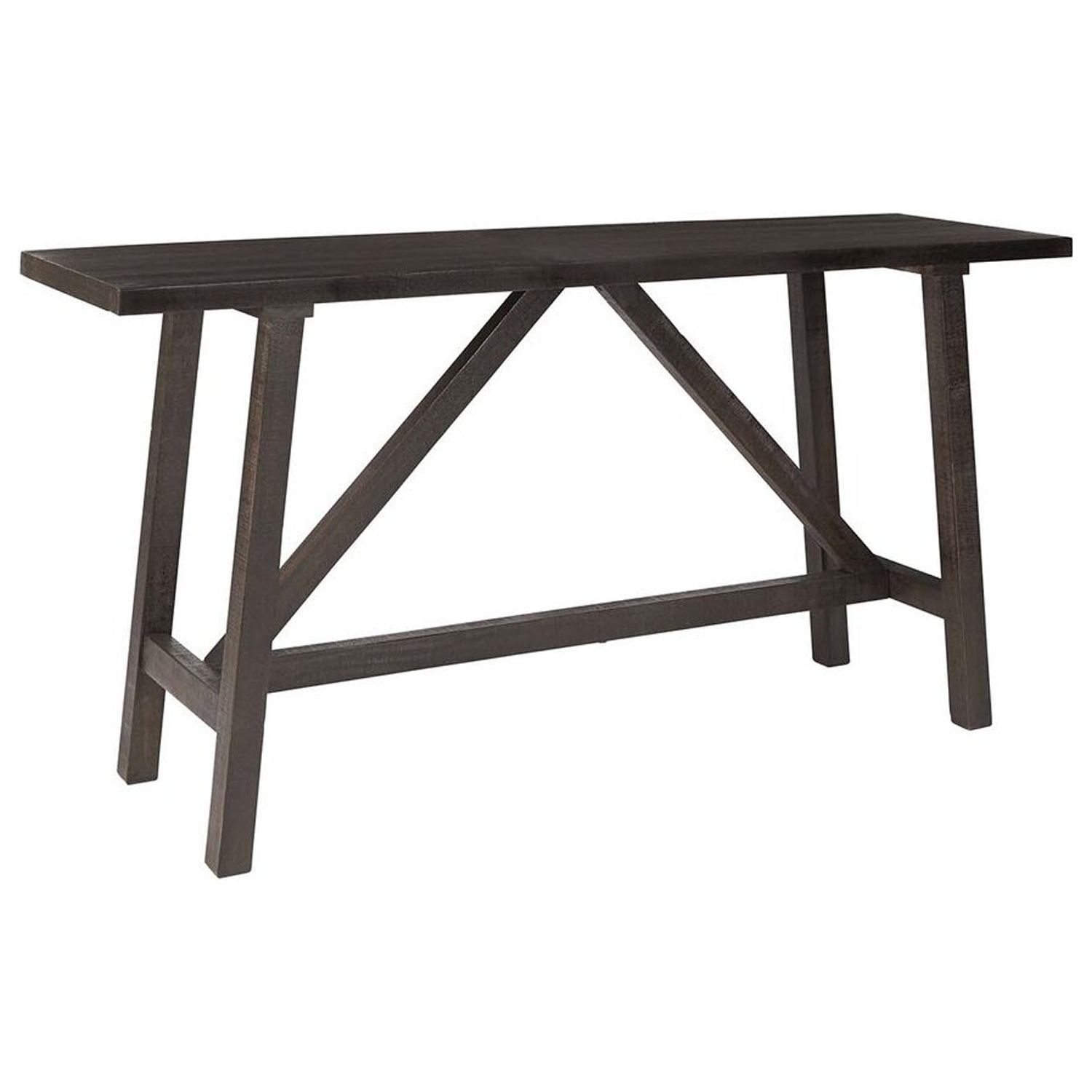 Casual Dark Pine Rectangular Wood Console Table