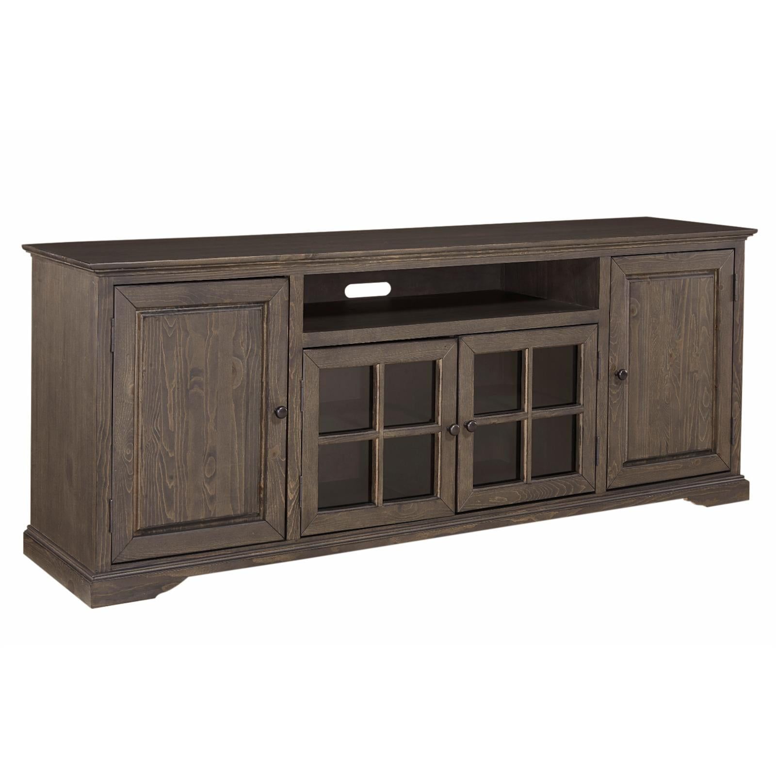 Hamilton 82 Inch Storm Gray Wood Console with Cabinets