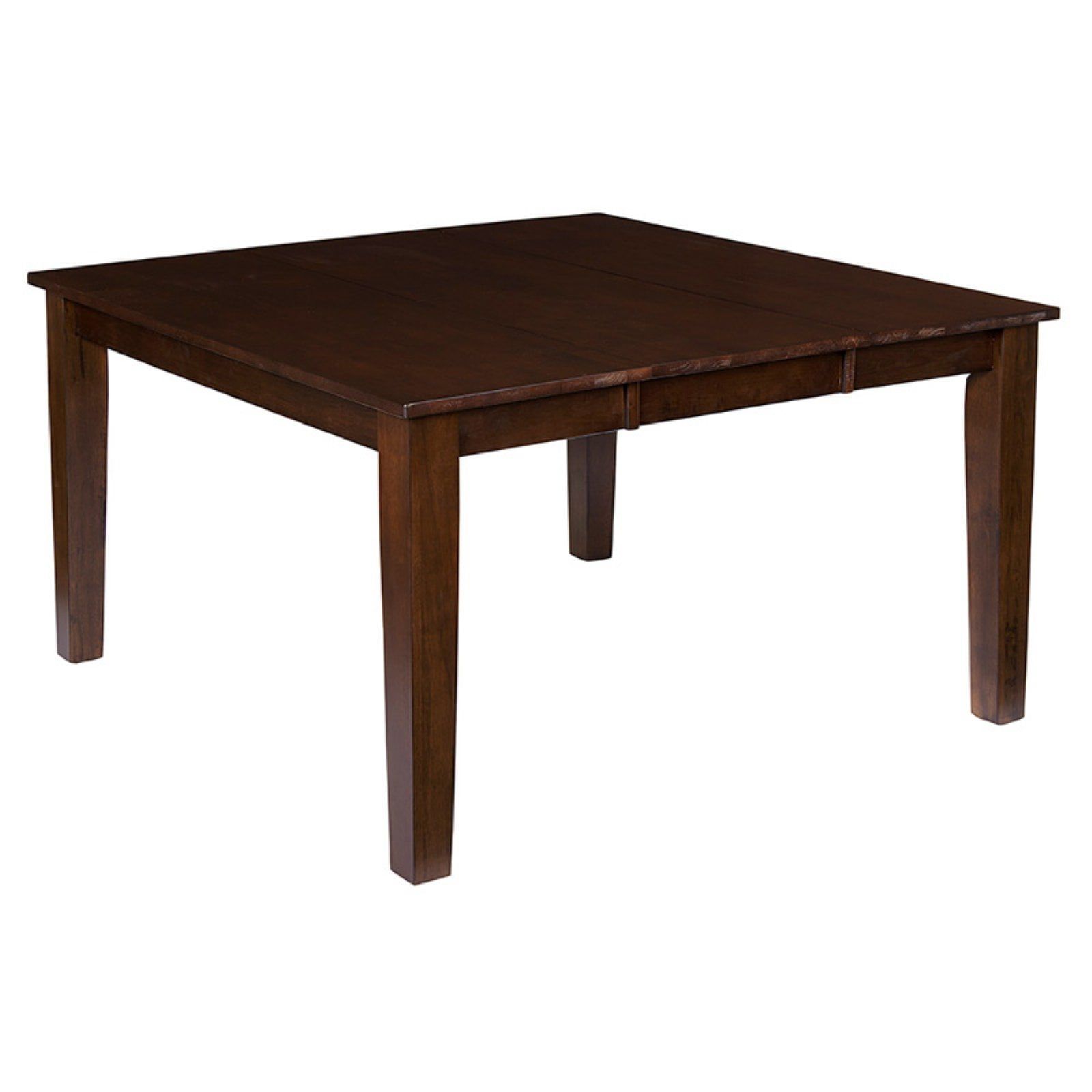 Espresso Brown Transitional Rubberwood Dining Table with Self-Storing Leaf