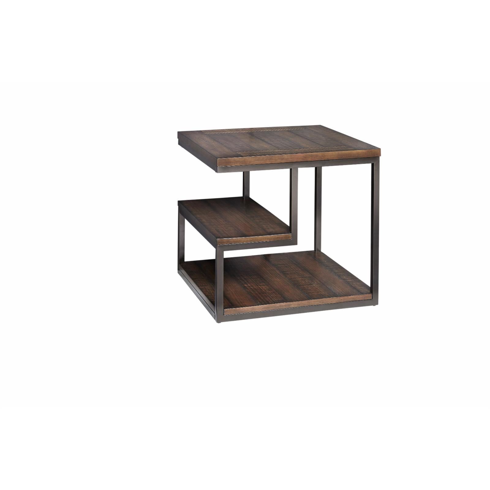 Cola Brown Transitional Rectangular Wood and Metal End Table