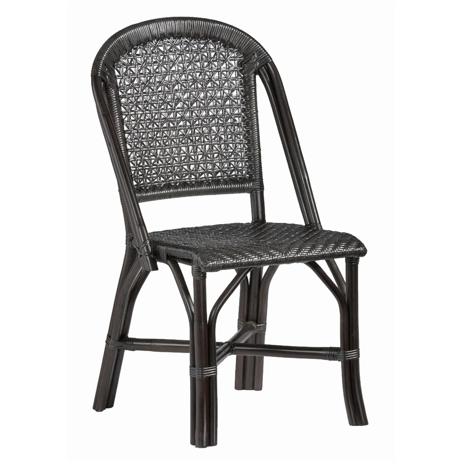 Eclectic Black Rattan Weave Side Chair, 19"W x 21"D x 36"H