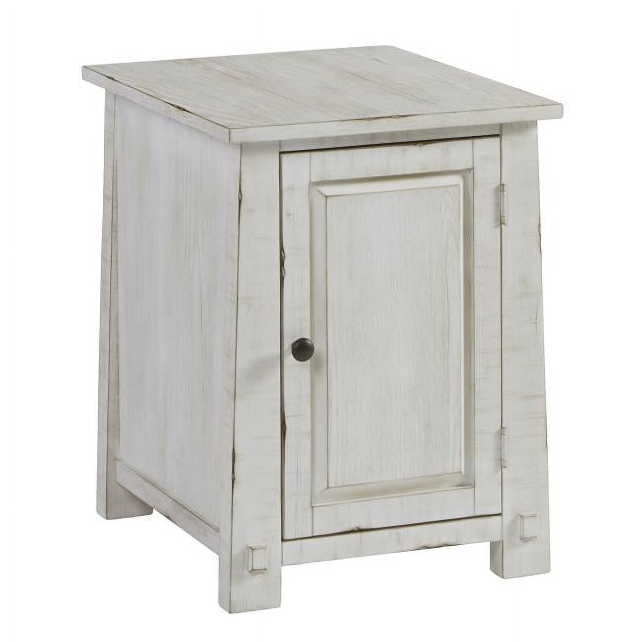 Milk White Rectangular Wood Chairside Cabinet with Storage