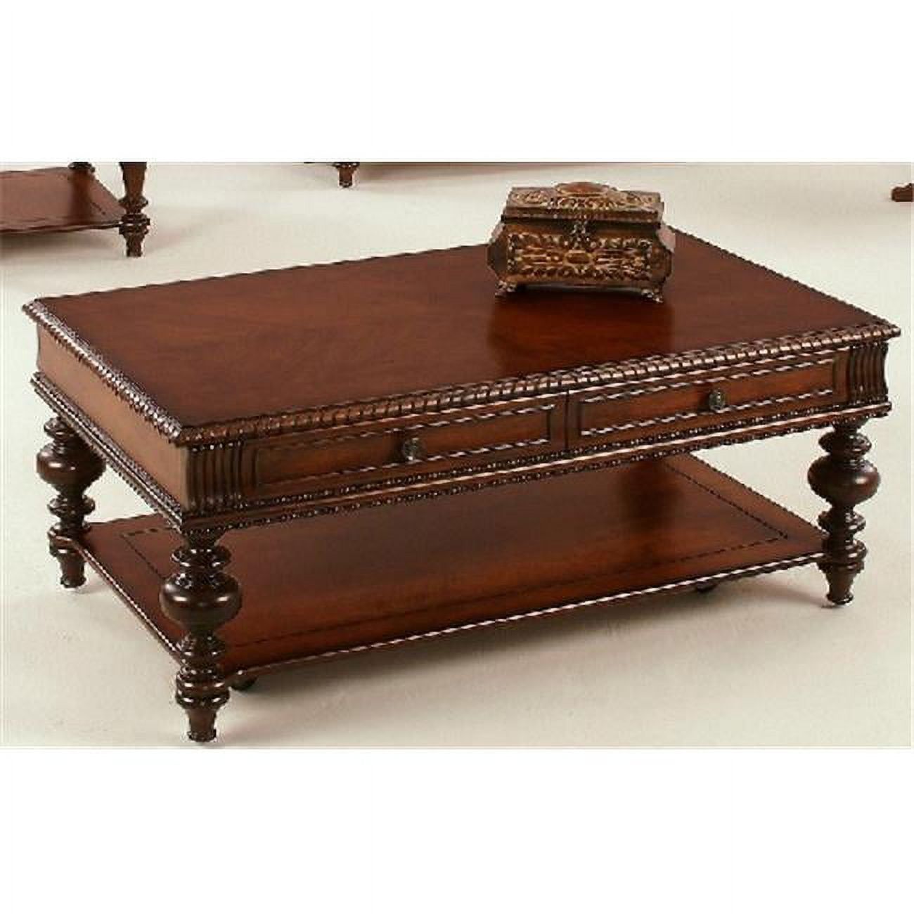 Heritage Cherry Traditional Rectangular Coffee Table with Storage