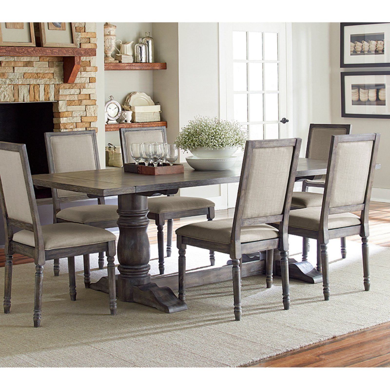 Weathered Pepper Gray Rectangular Wood Dining Table for Six