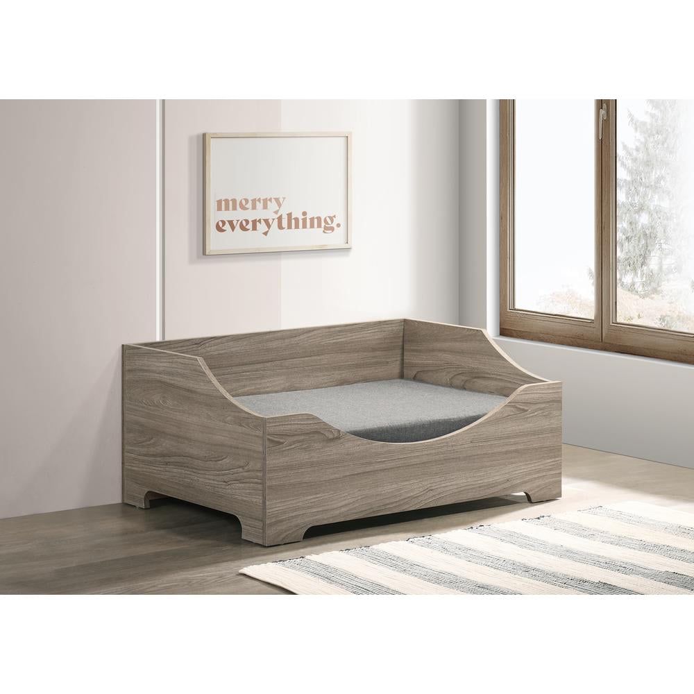 Sand Rustic Elevated Pet Bed with Gray Cushion