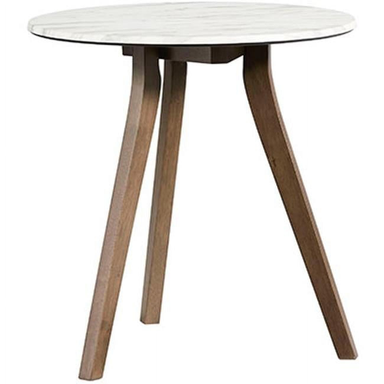 Domoni White and Honey Round Wood End Table