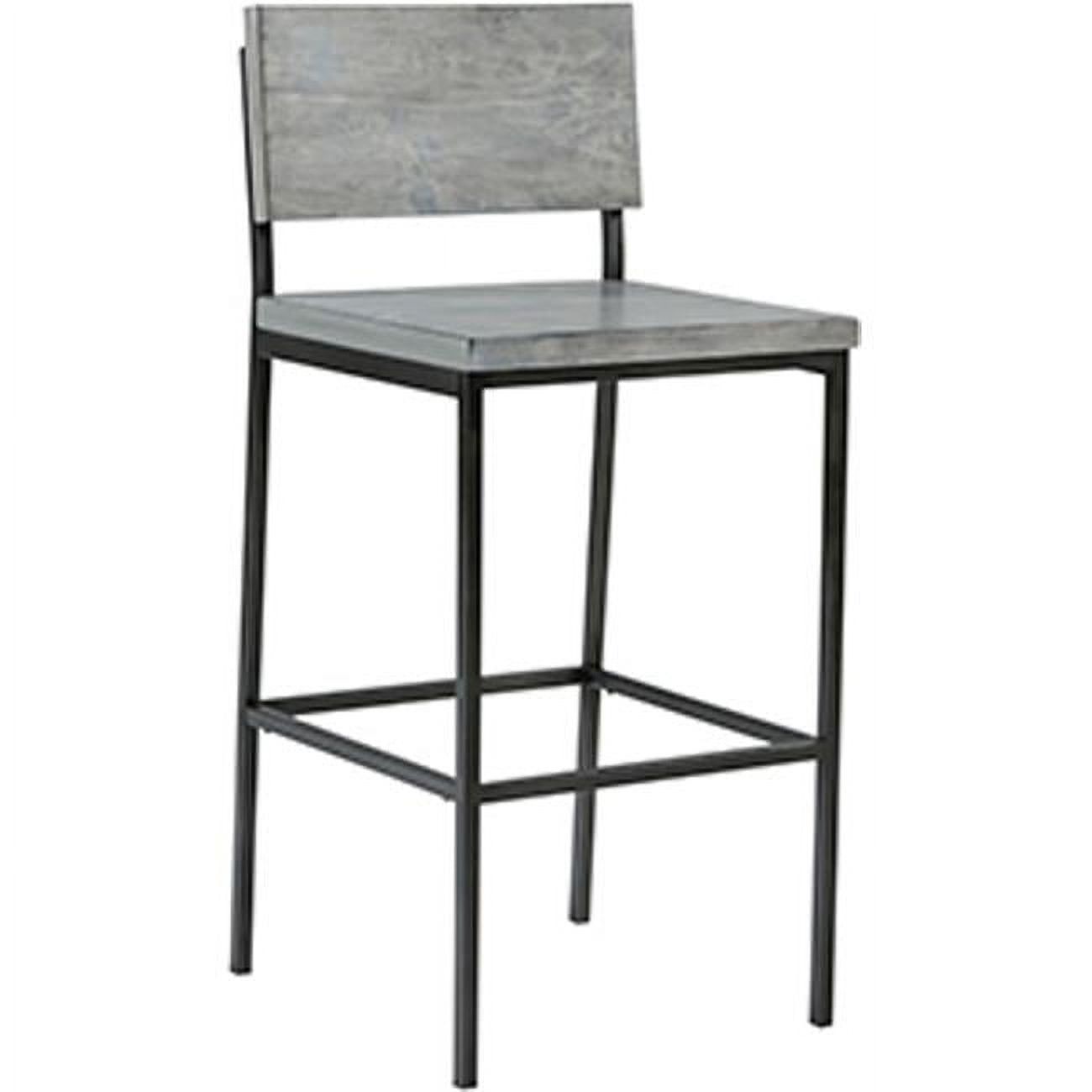 Transitional Gray Pine and Metal Counter Stool, 19"W x 36"H