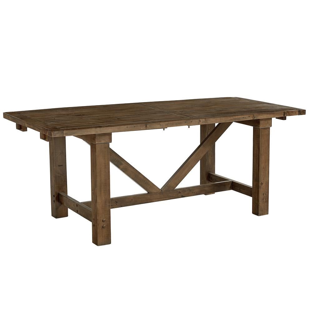 Heritage Pine Brown Extendable Solid Reclaimed Wood Dining Table