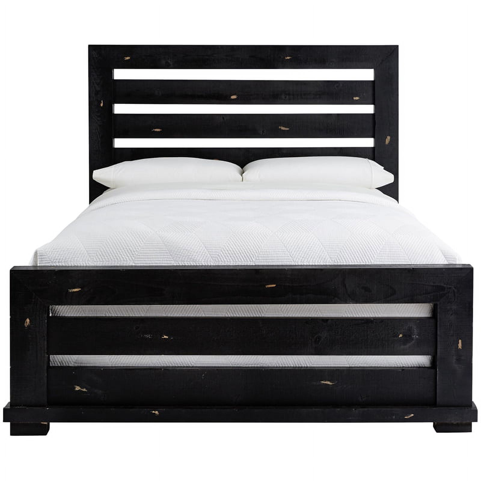 Progressive Furniture Willow King Wood Slat Bed in Distressed Black