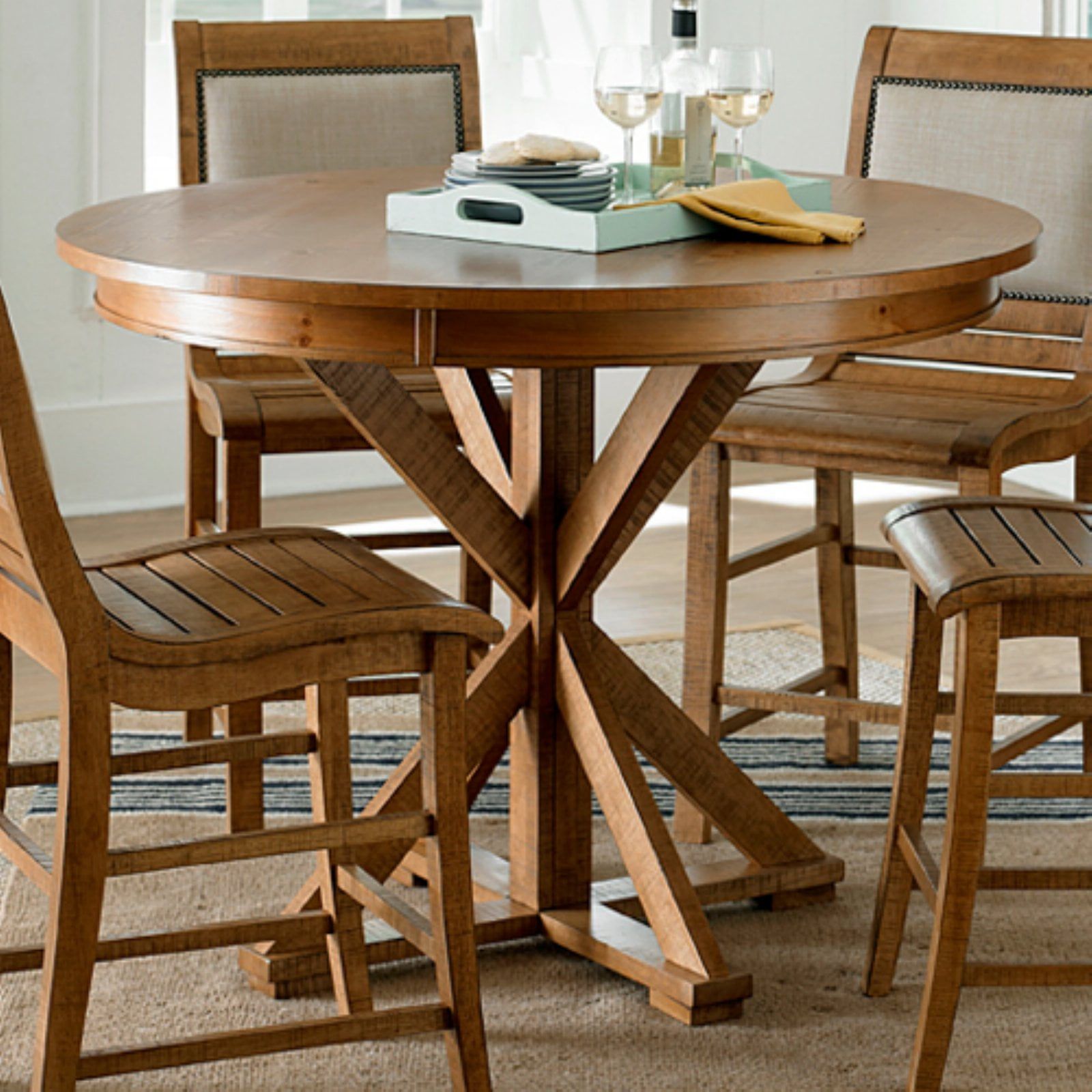 Rustic Reclaimed Pine 48" Round Extendable Counter Table