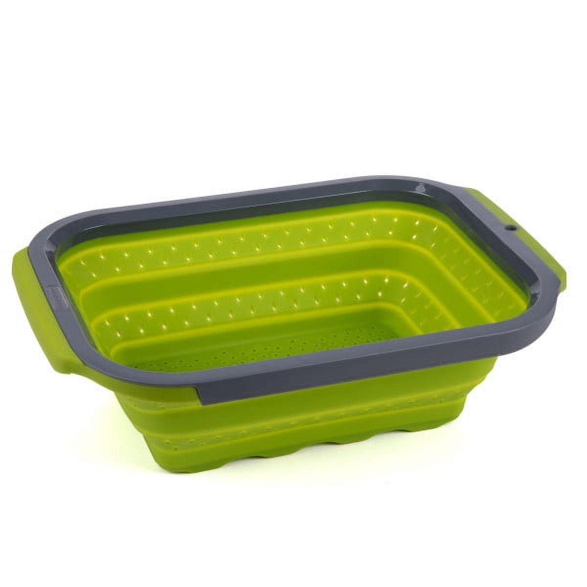 Green and Black 6 Quart Collapsible Silicone Over-the-Sink Colander