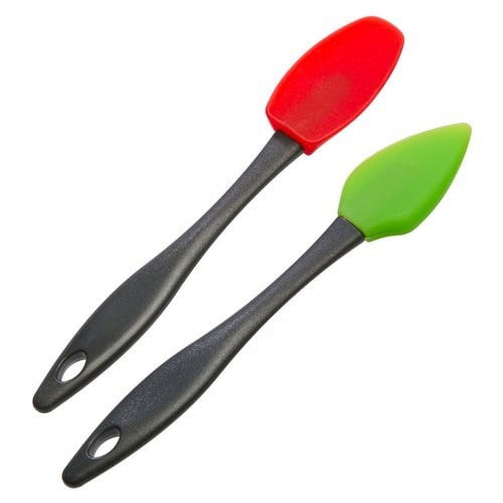 Mini Silicone Red and Green Spatulas, Set of 2