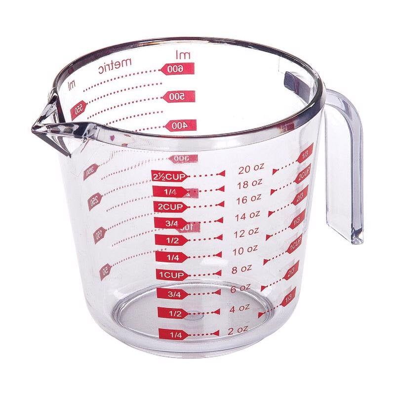 Clear Plastic 2.5 Cup Measuring Cup with Easy Grip Handle