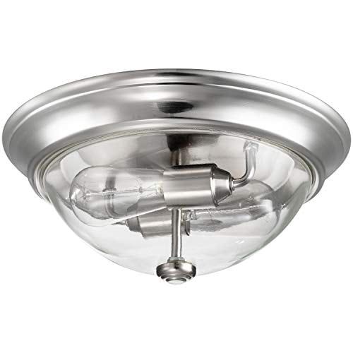 Brushed Nickel Clear Glass Drum LED Flush Mount Light