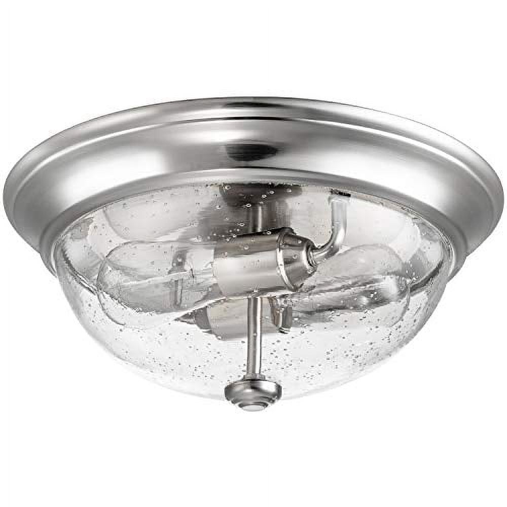 13-Inch Brushed Nickel Drum Flush Mount with Clear Glass