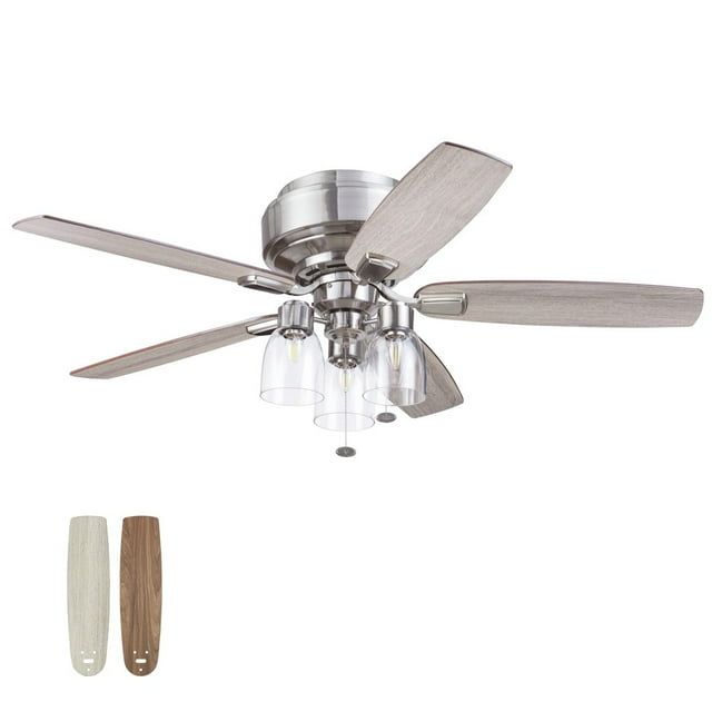 Brushed Nickel 52" Ceiling Fan with Clear Glass Lighting