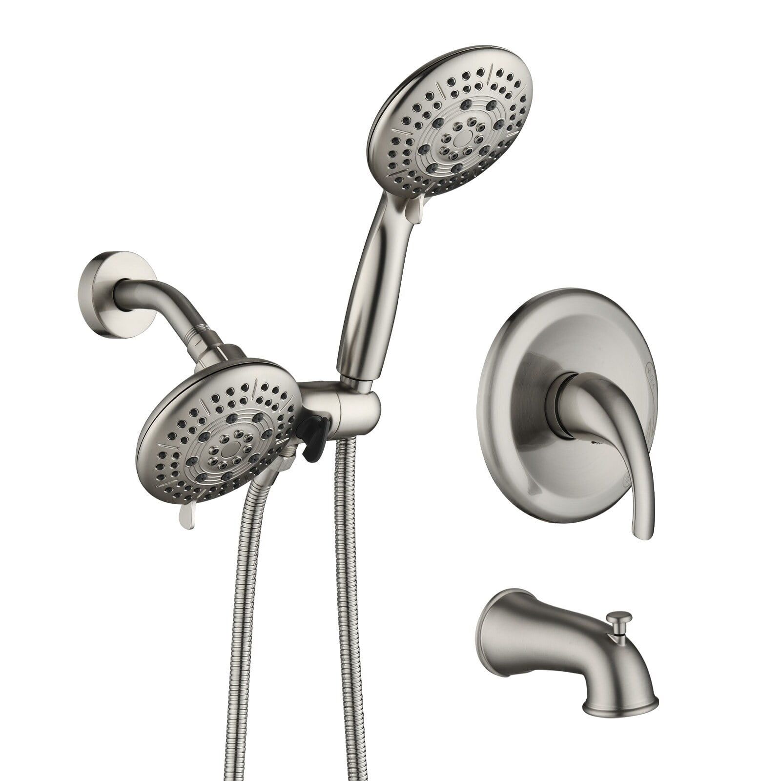 Brushed Nickel 7-Spray Rainfall Shower Faucet with Handheld