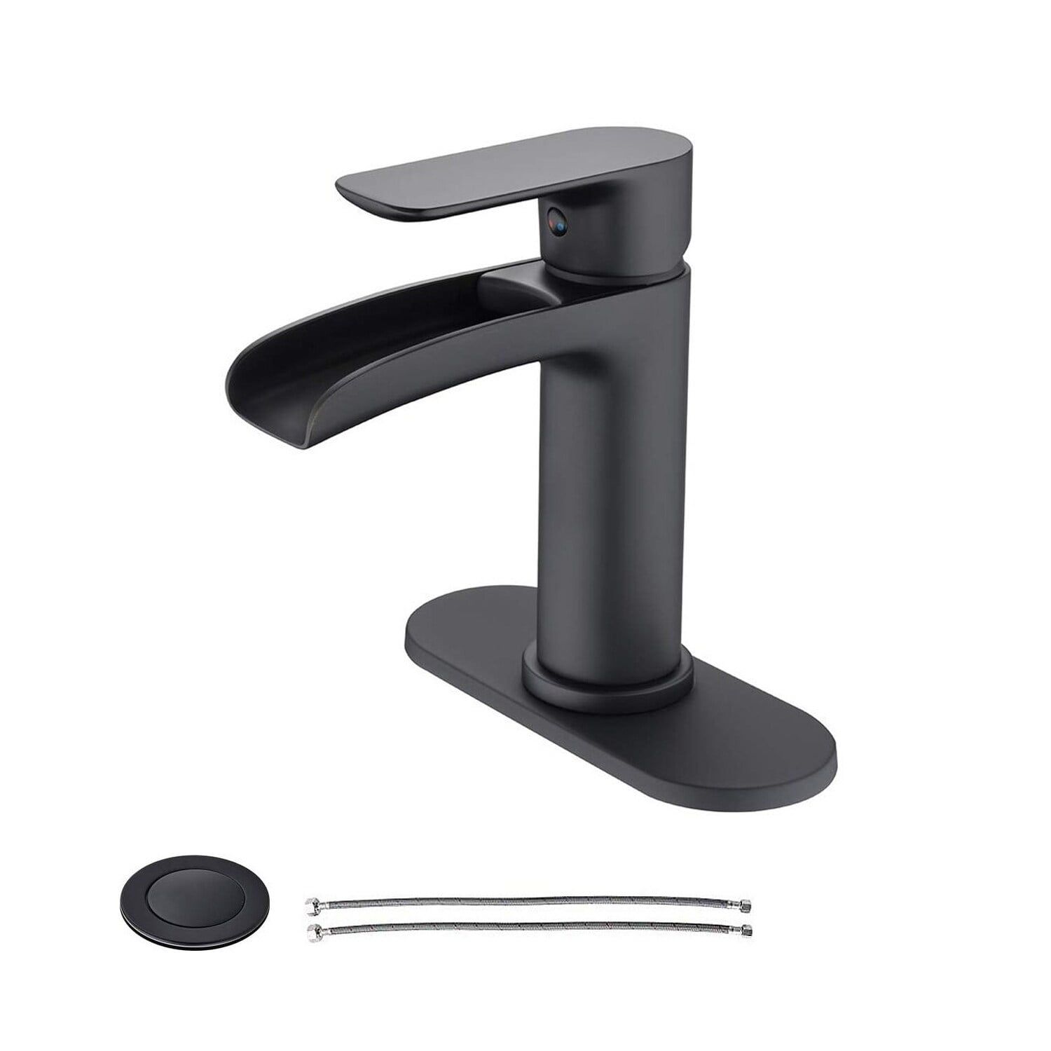 Matte Black Single Handle Waterfall Spout Sink Faucet