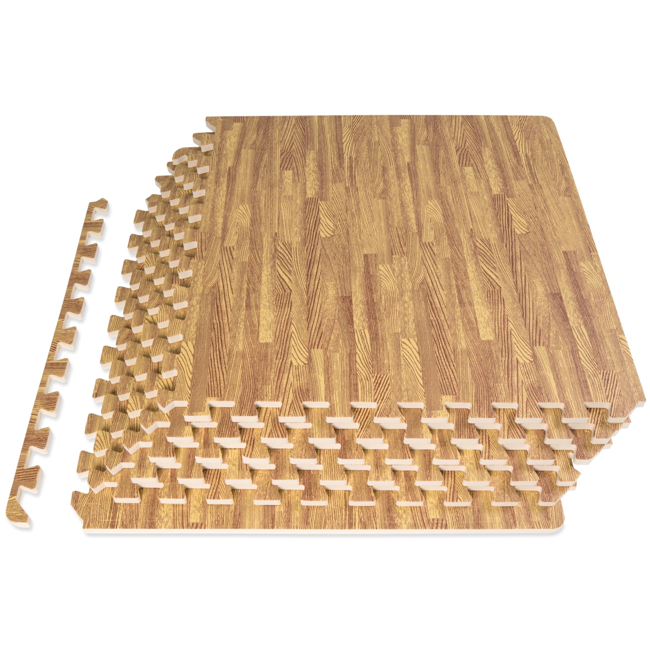 Light Oak Wood Grain EVA Foam Interlocking Floor Tiles, 72" x 48"