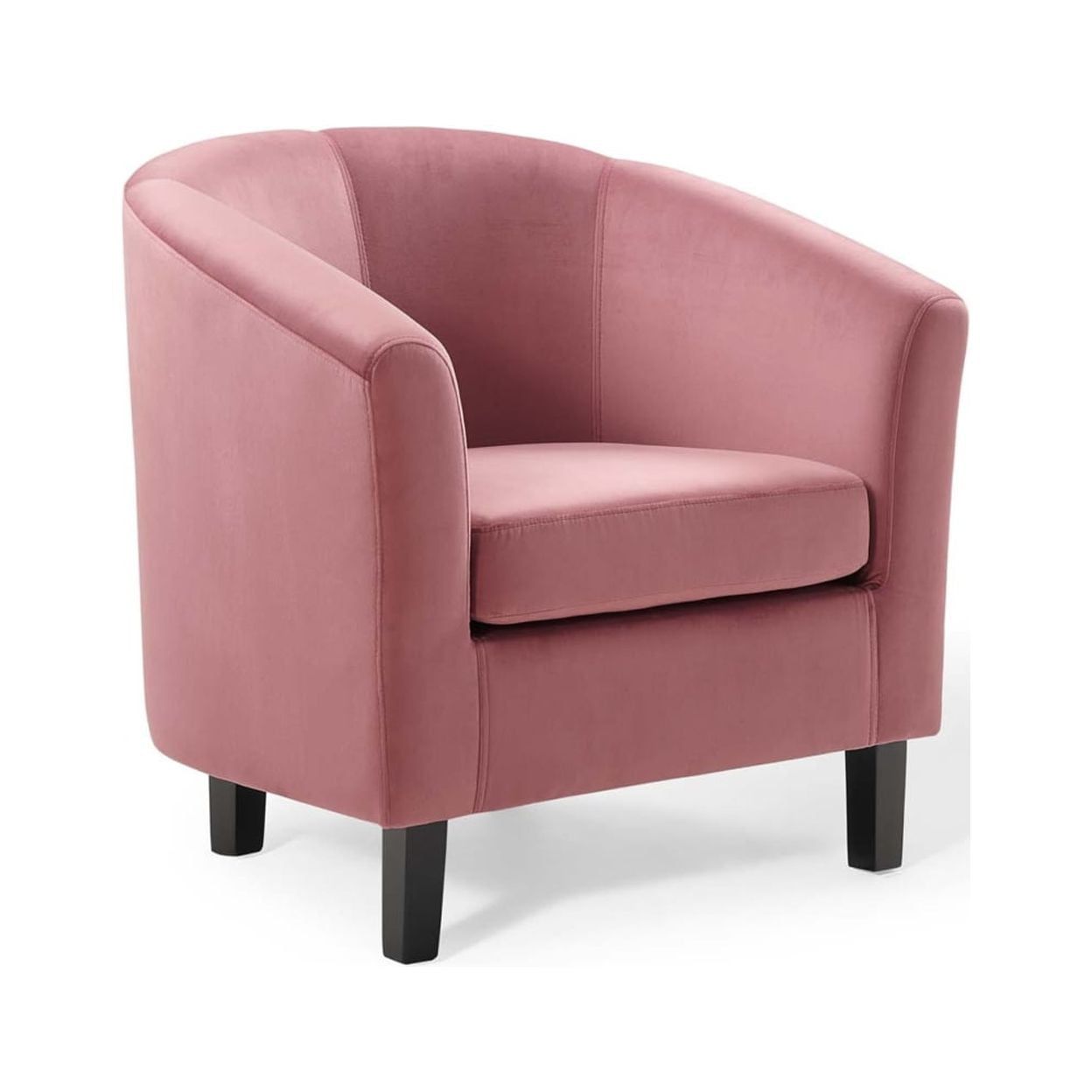 Dusty Rose Velvet Barrel Accent Chair with Wood Legs