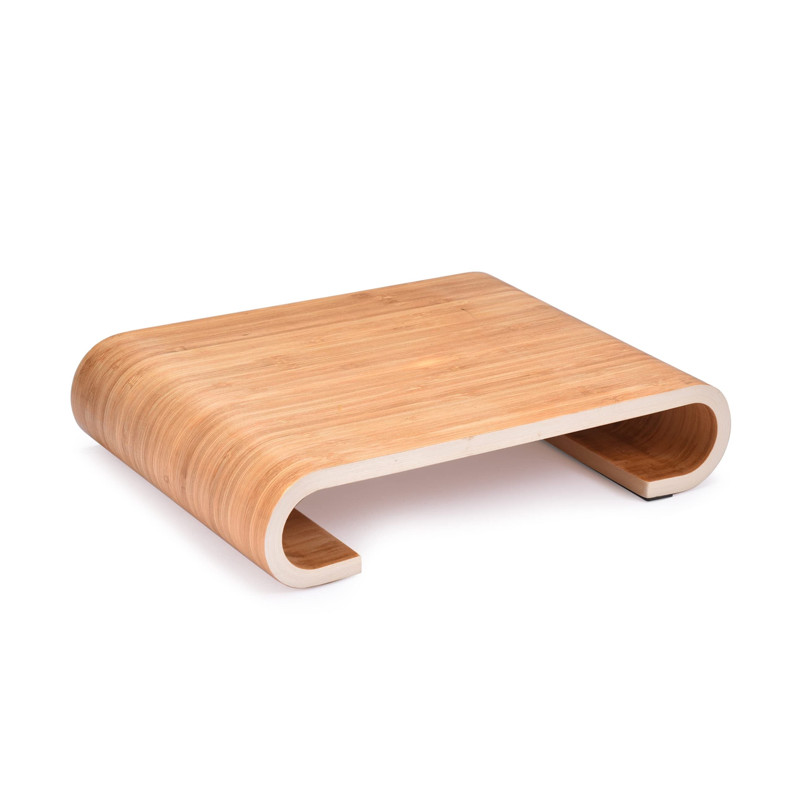 Bamboo Ergonomic Monitor Stand with Storage Space