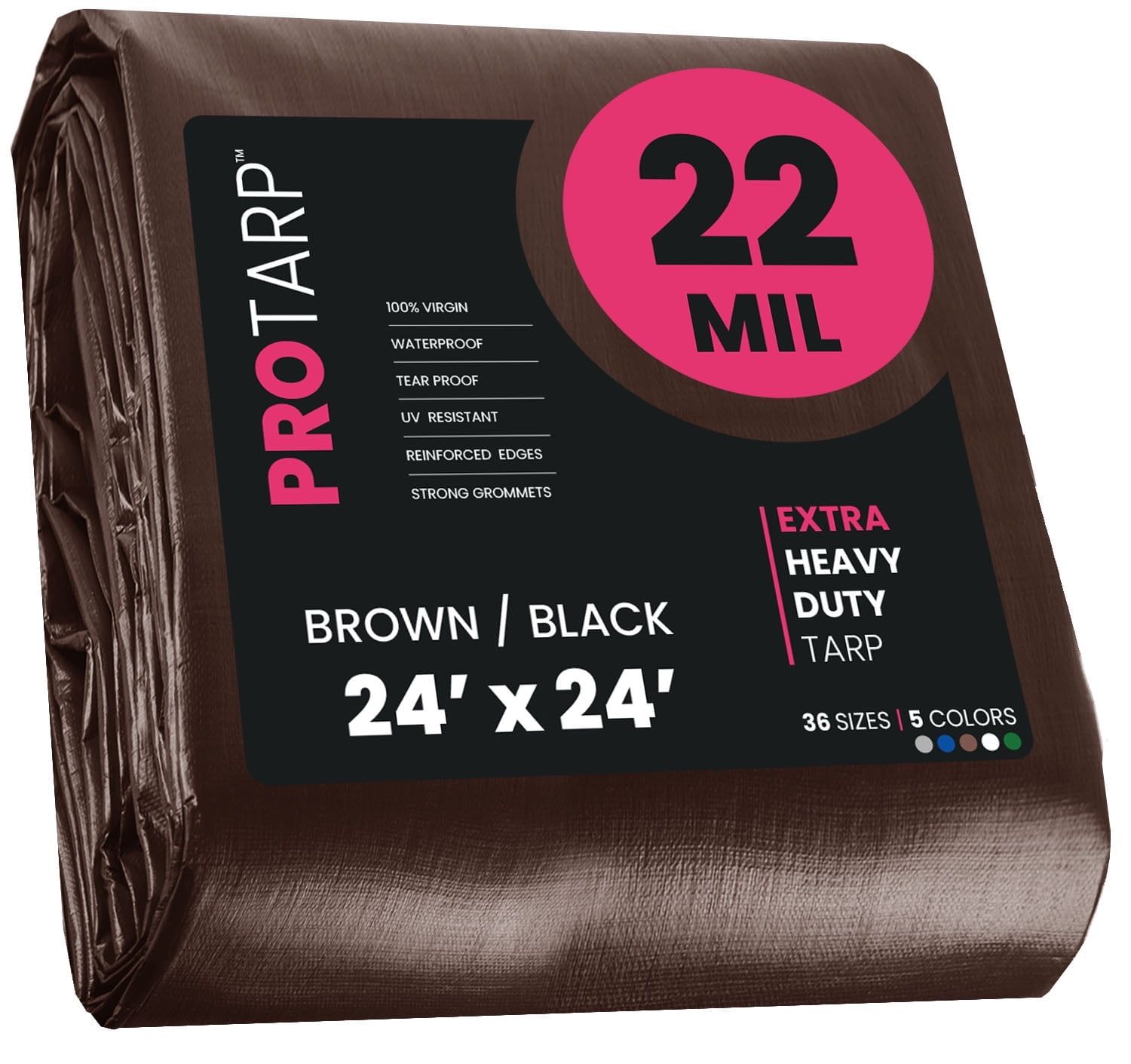 24' x 24' Brown/Black Heavy Duty Polyethylene Tarp