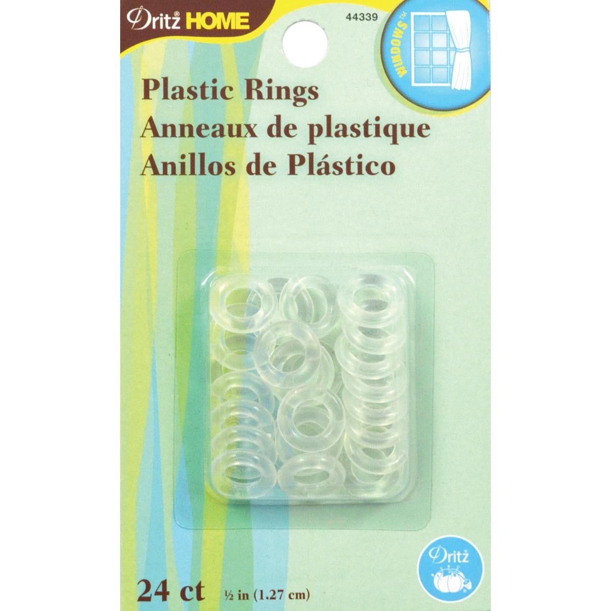 Clear 1/2" Plastic Curtain Rings Pack of 24