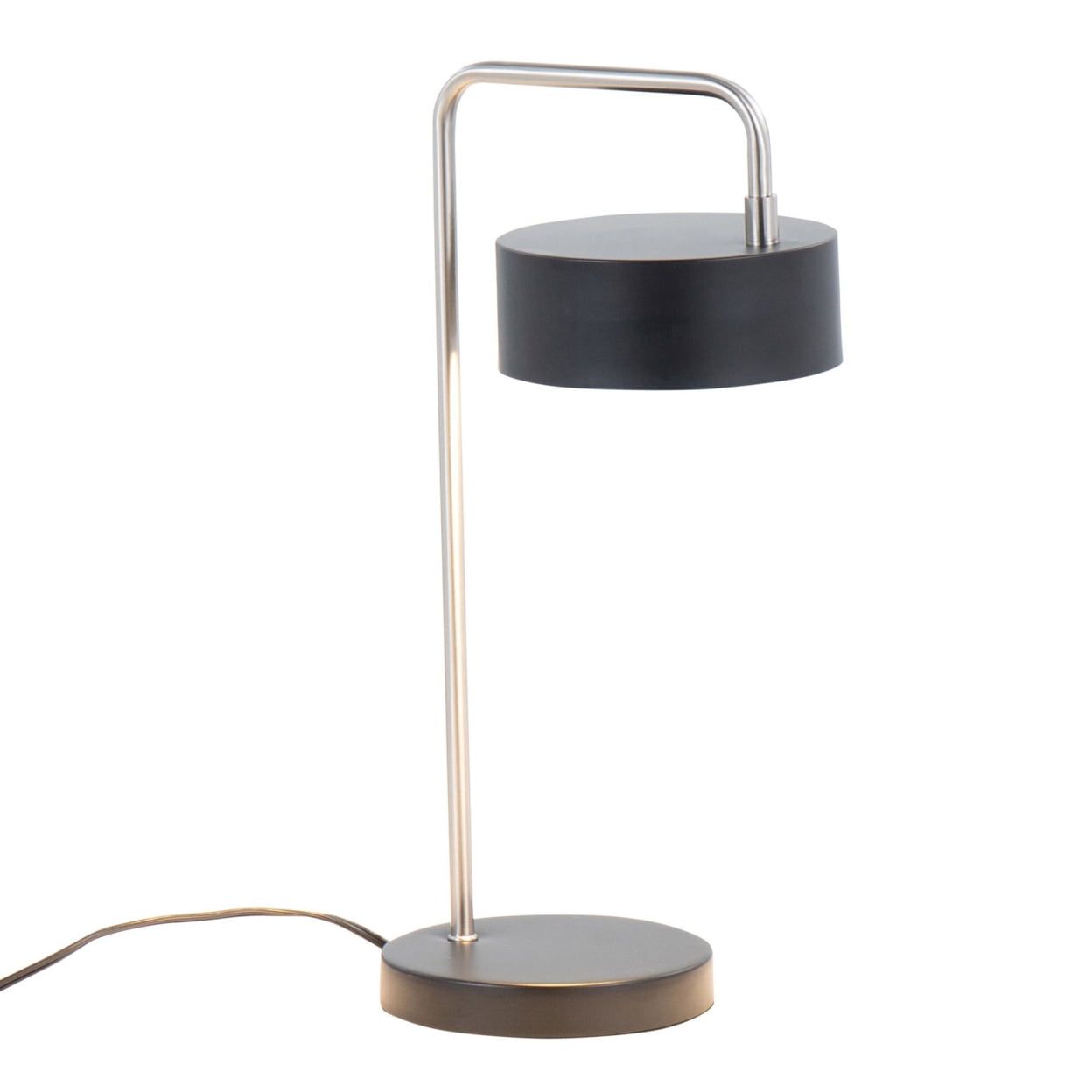 Puck Nickel and Black Metal Contemporary Table Lamp