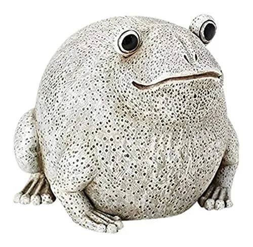 Gray and Off-White Pudgy Frog Garden Statue