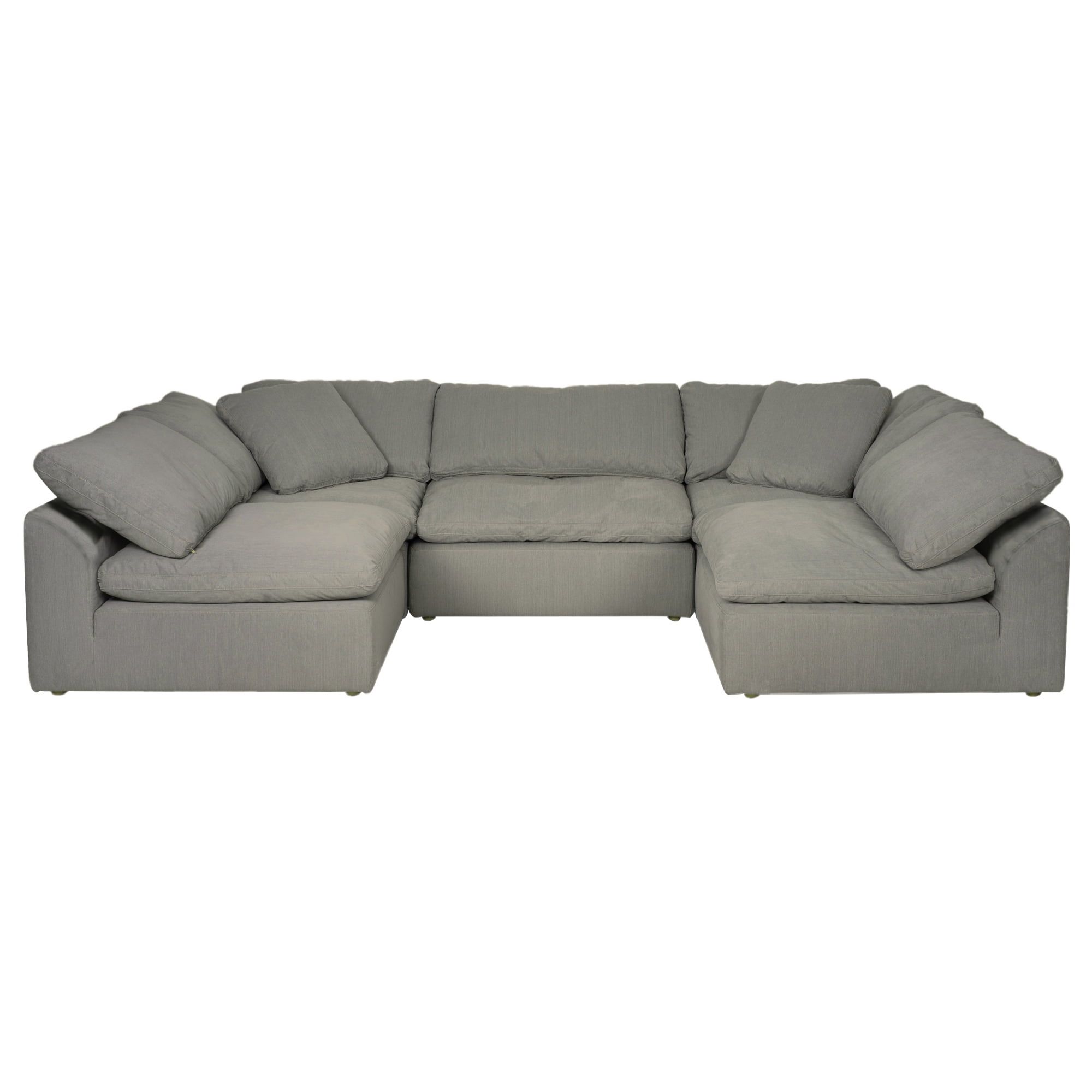 Gray Five-Piece Fabric Sectional with Down Fill Cushions