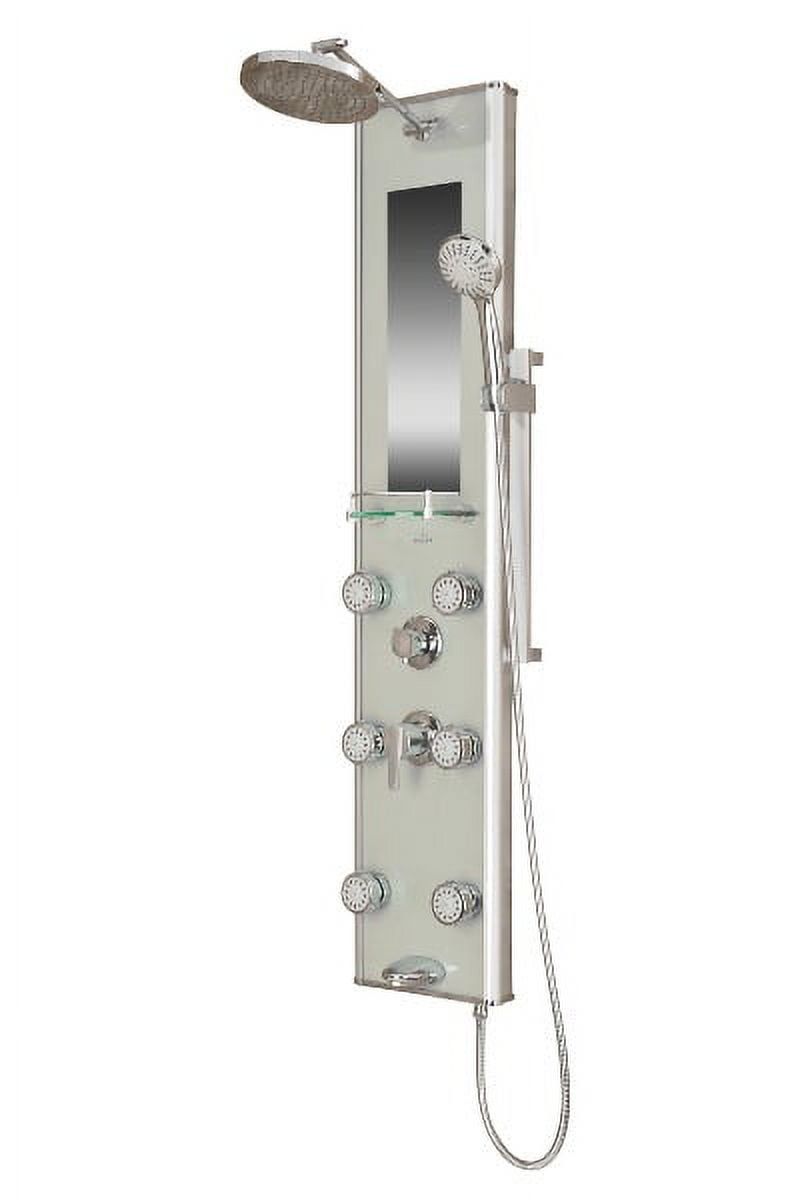 Kihei II Silver Glass Multi-Function Shower Panel with Jets