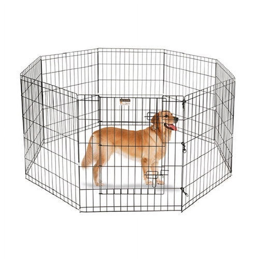 Black Metal Foldable Exercise Playpen with Gate for Small Pets